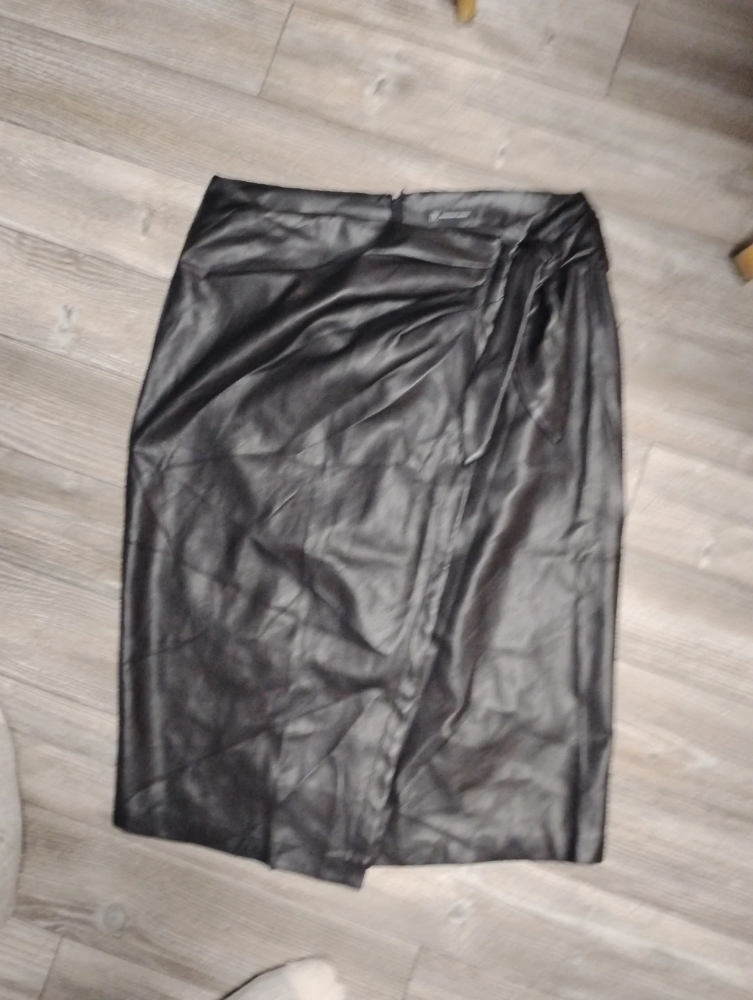 INC International Concepts Black Faux Leather Skirt Size 16