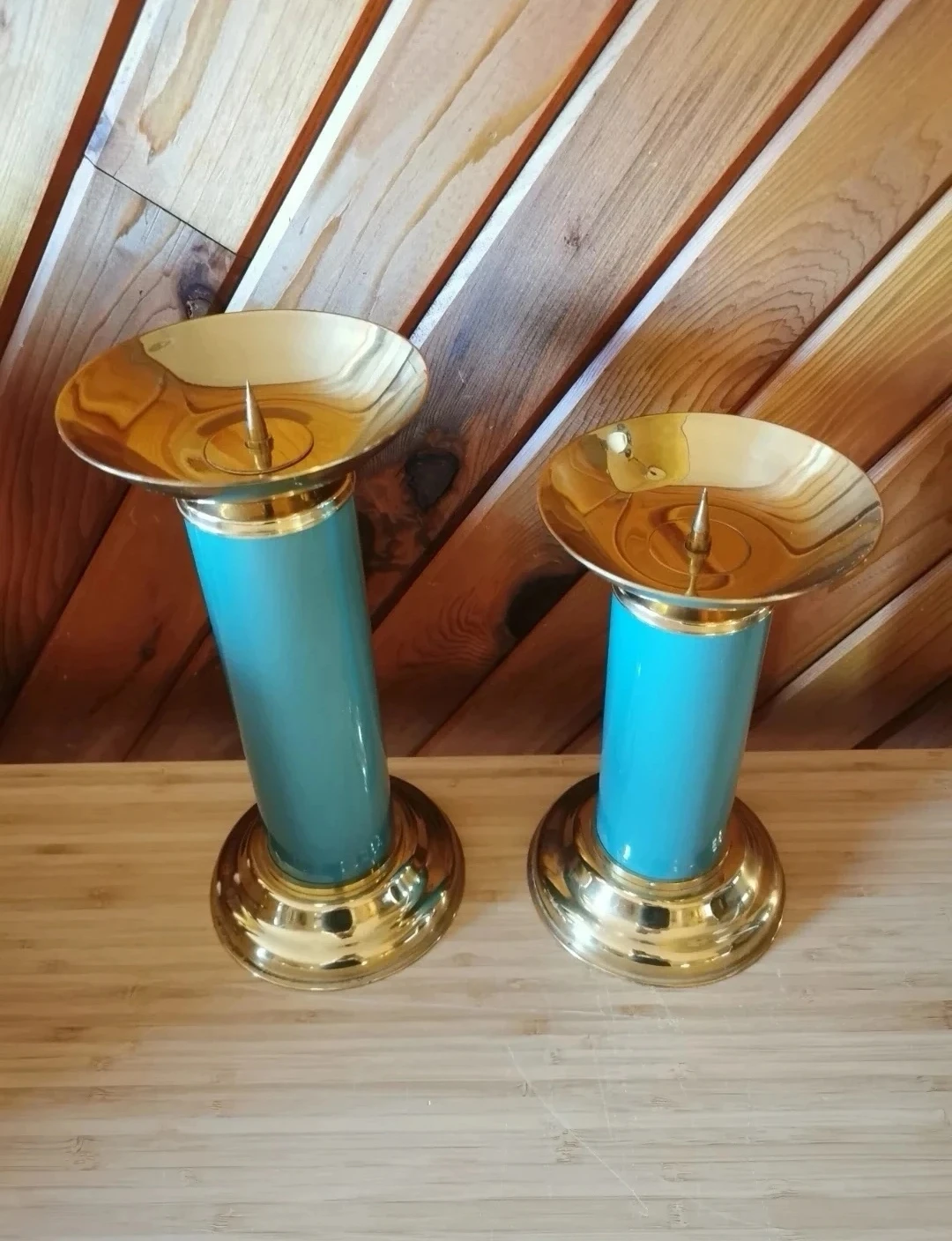 Vintage Ethan Allen Brass Spike Candle Holders - photo 3