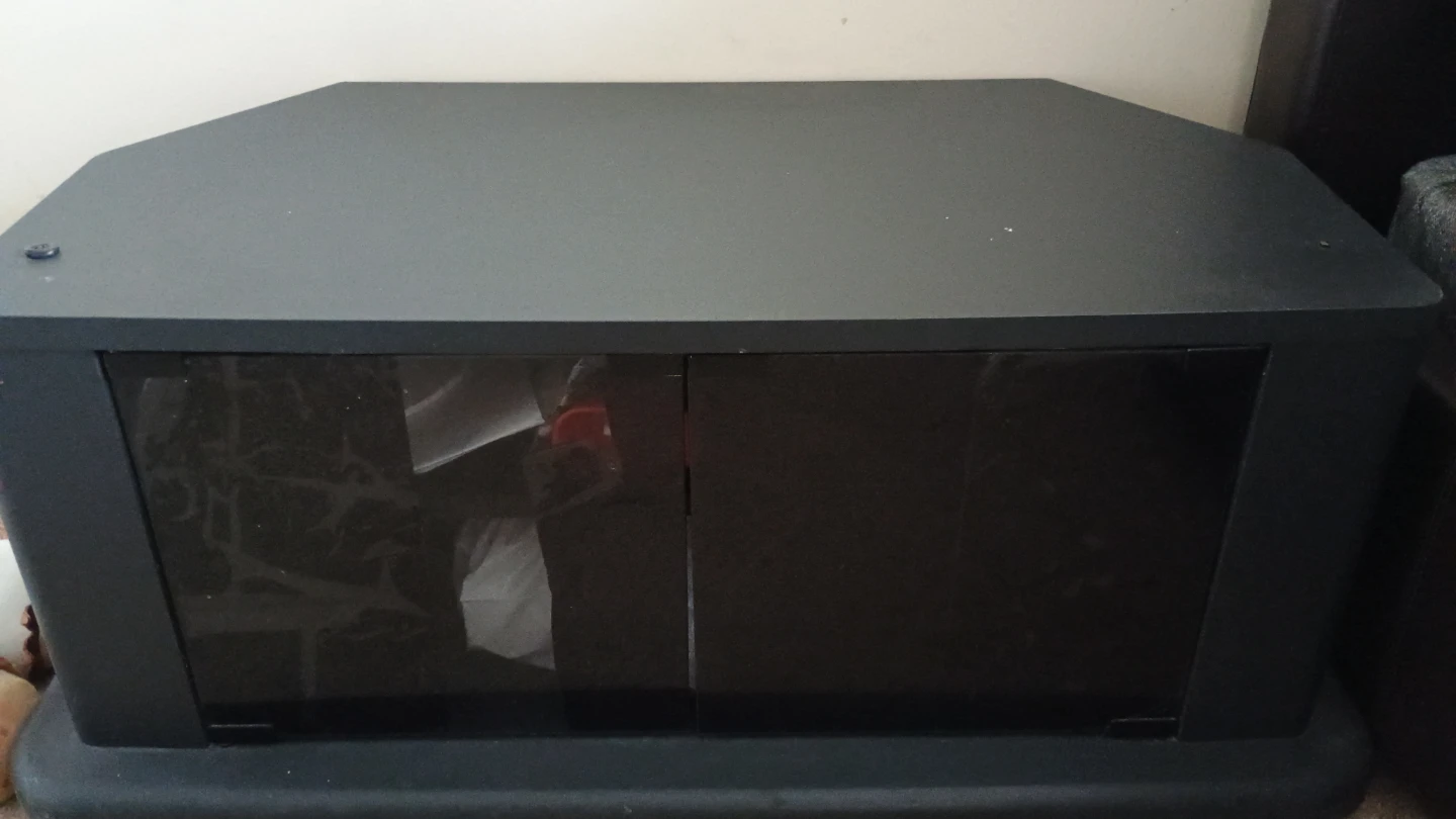 Black Corner TV Stand with Glass Doors