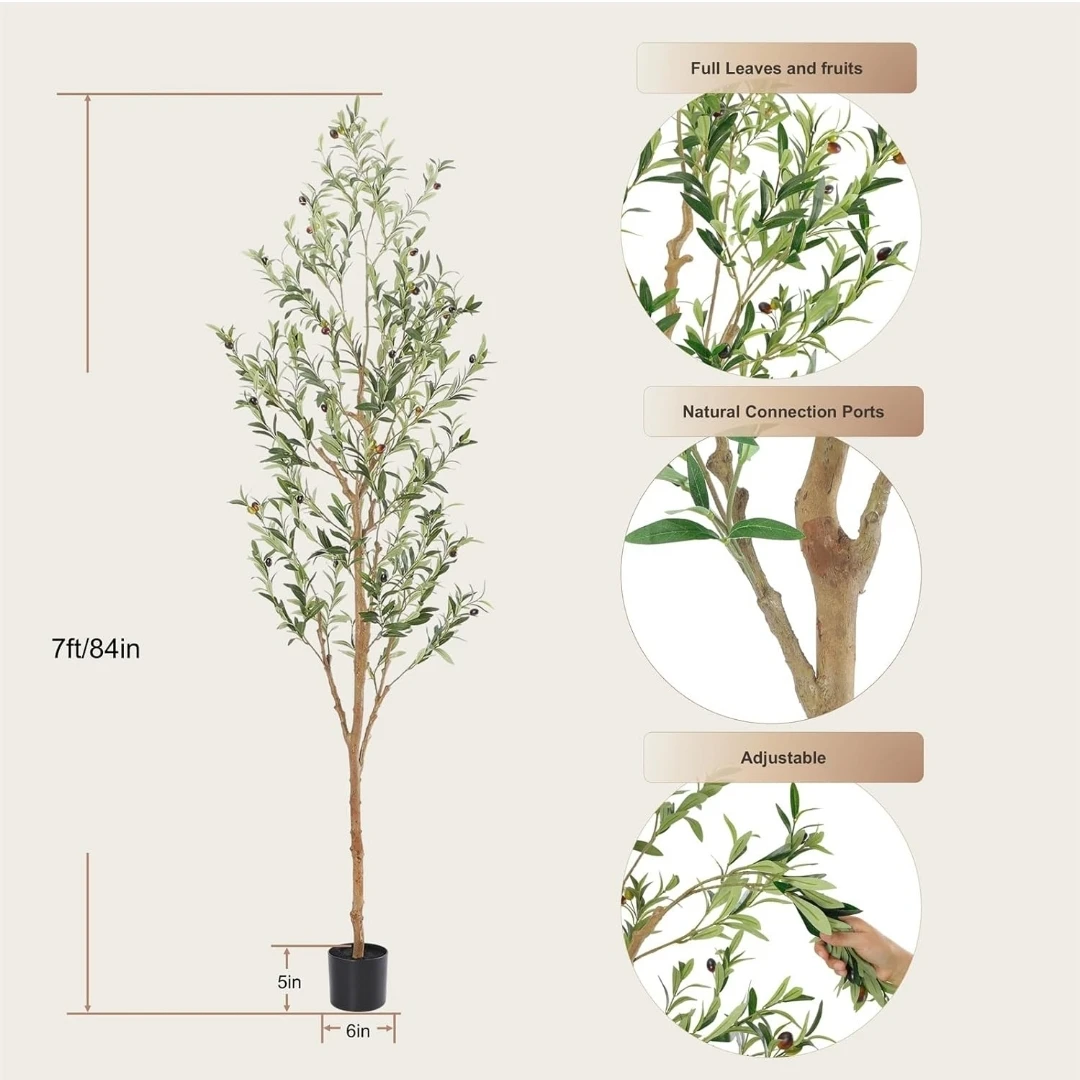 BRAND NEW silk and wood artificial olive tree - 7 ft Tall - photo 5