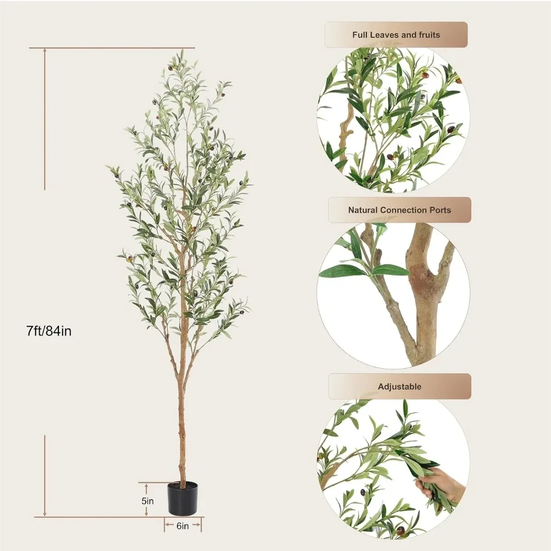 BRAND NEW silk and wood artificial olive tree - 7 ft Tall - photo 5
