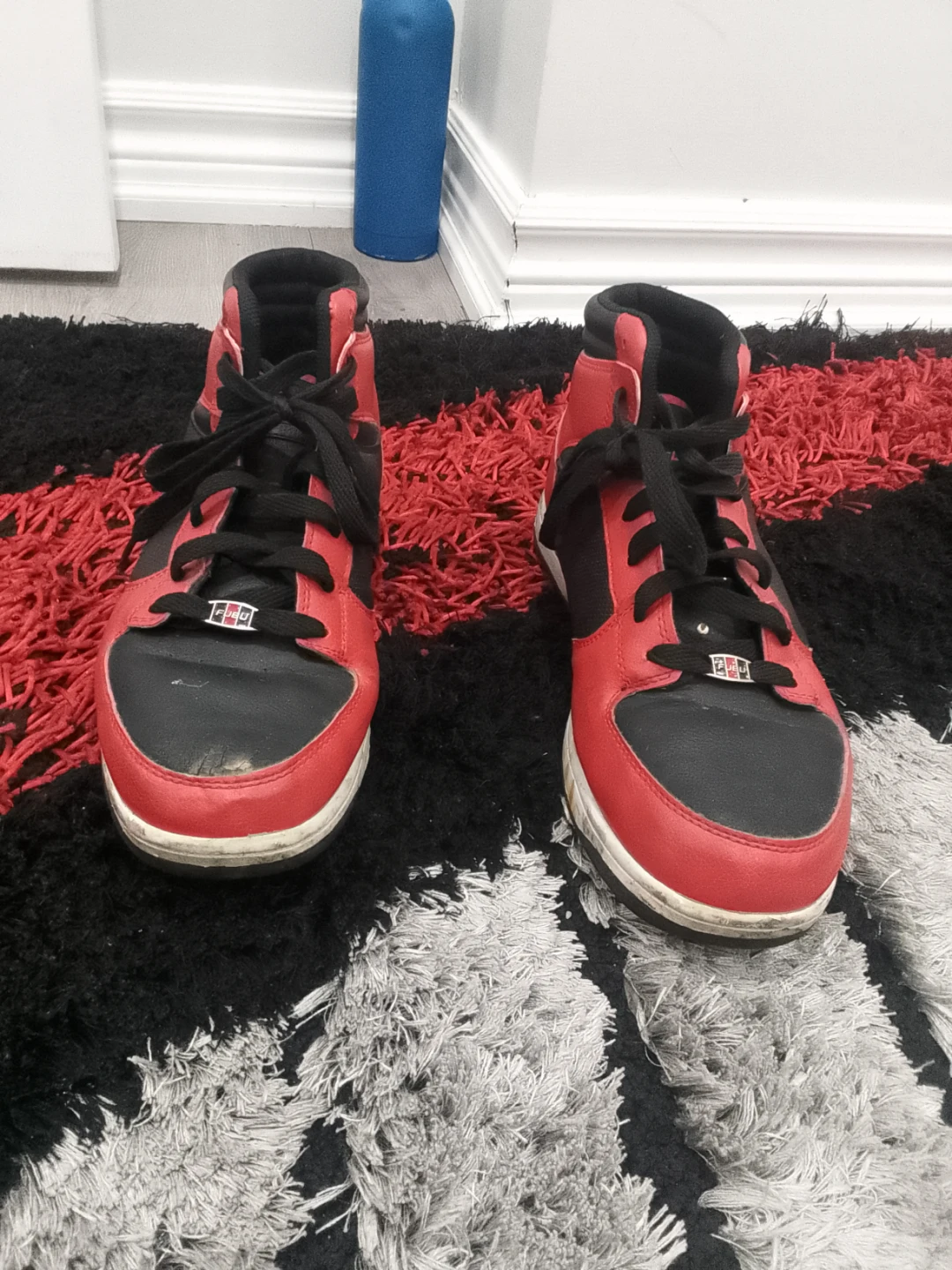 Red and Black High-Top Sneakers
