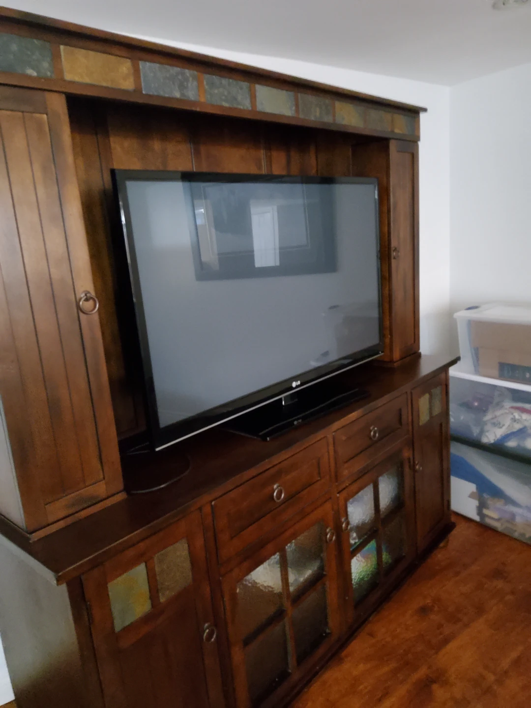 Wooden Entertainment Unit with Storage - photo 2