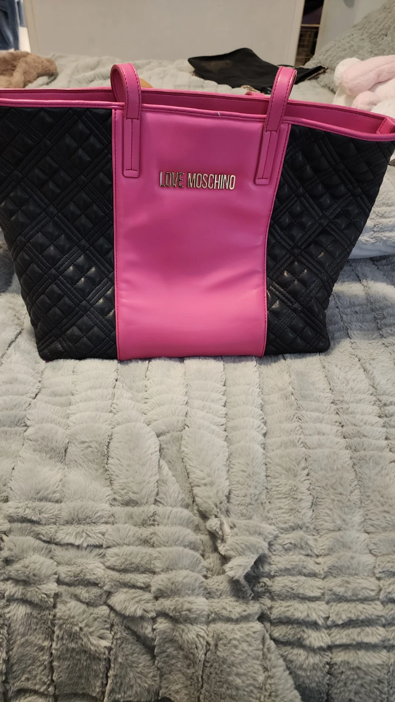 Love Moschino Pink & Black Quilted Tote Bag