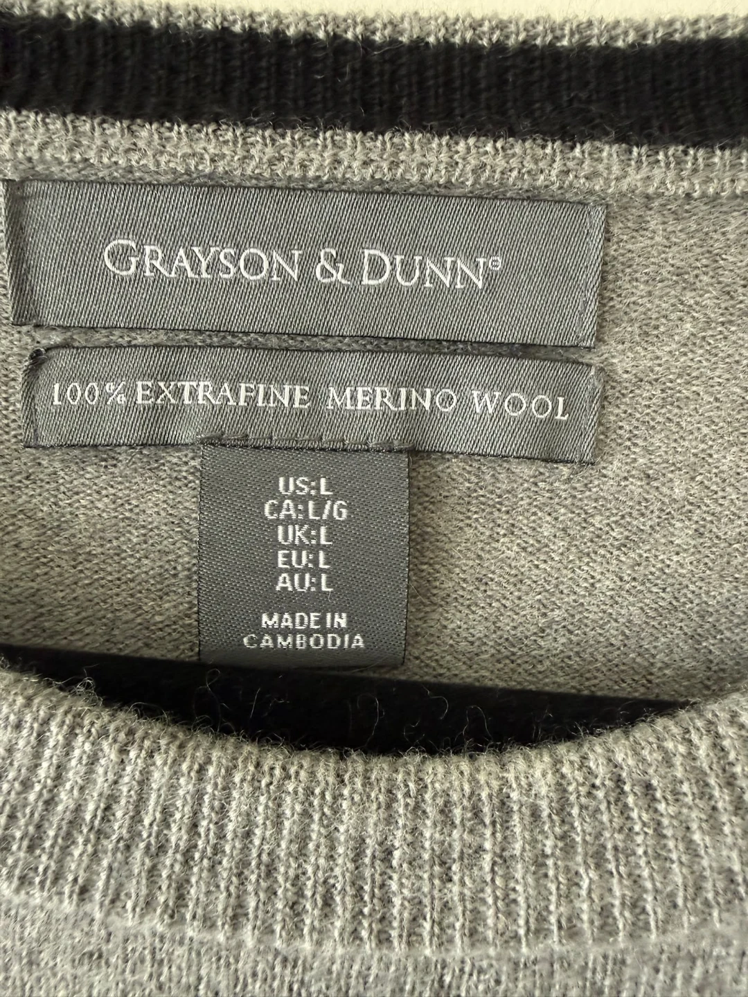 Grayson & Dunn 100% Extrafine Merino Wool Sweater - Grey - L - photo 2