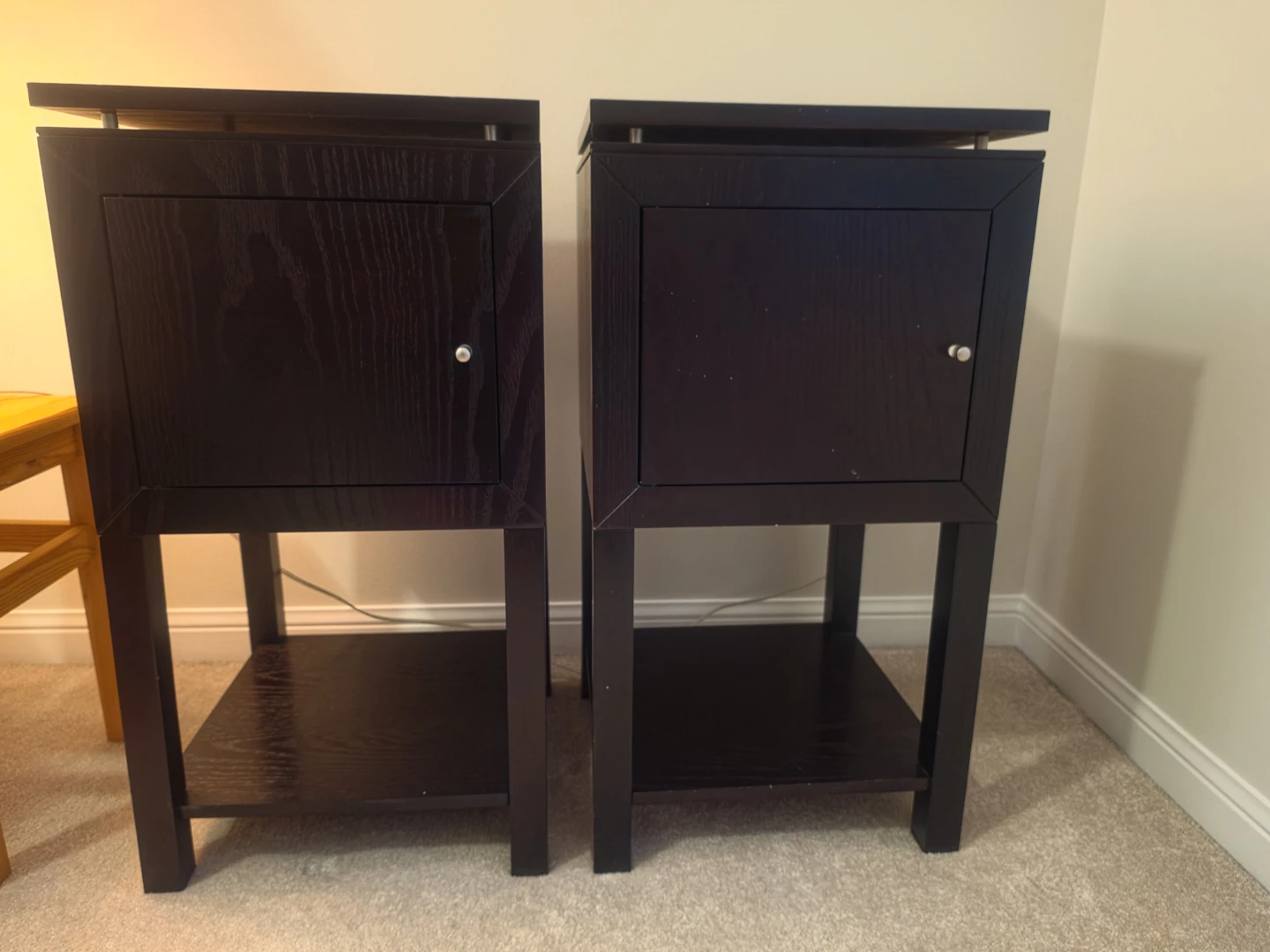 Two brown side tables