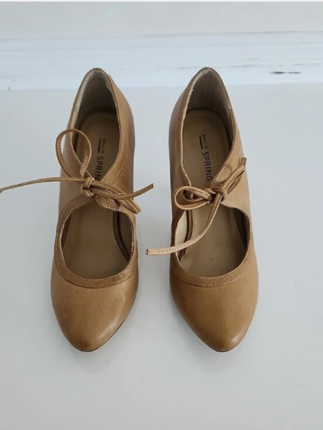 Call It Spring Tan Bow Strap Pointed-Toe Heels - photo 2