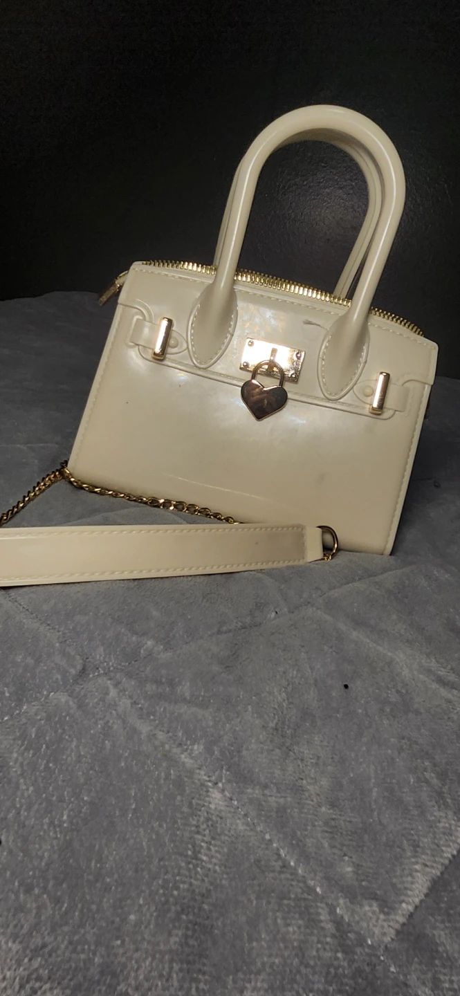Cream handbag with heart lock detail - photo 2