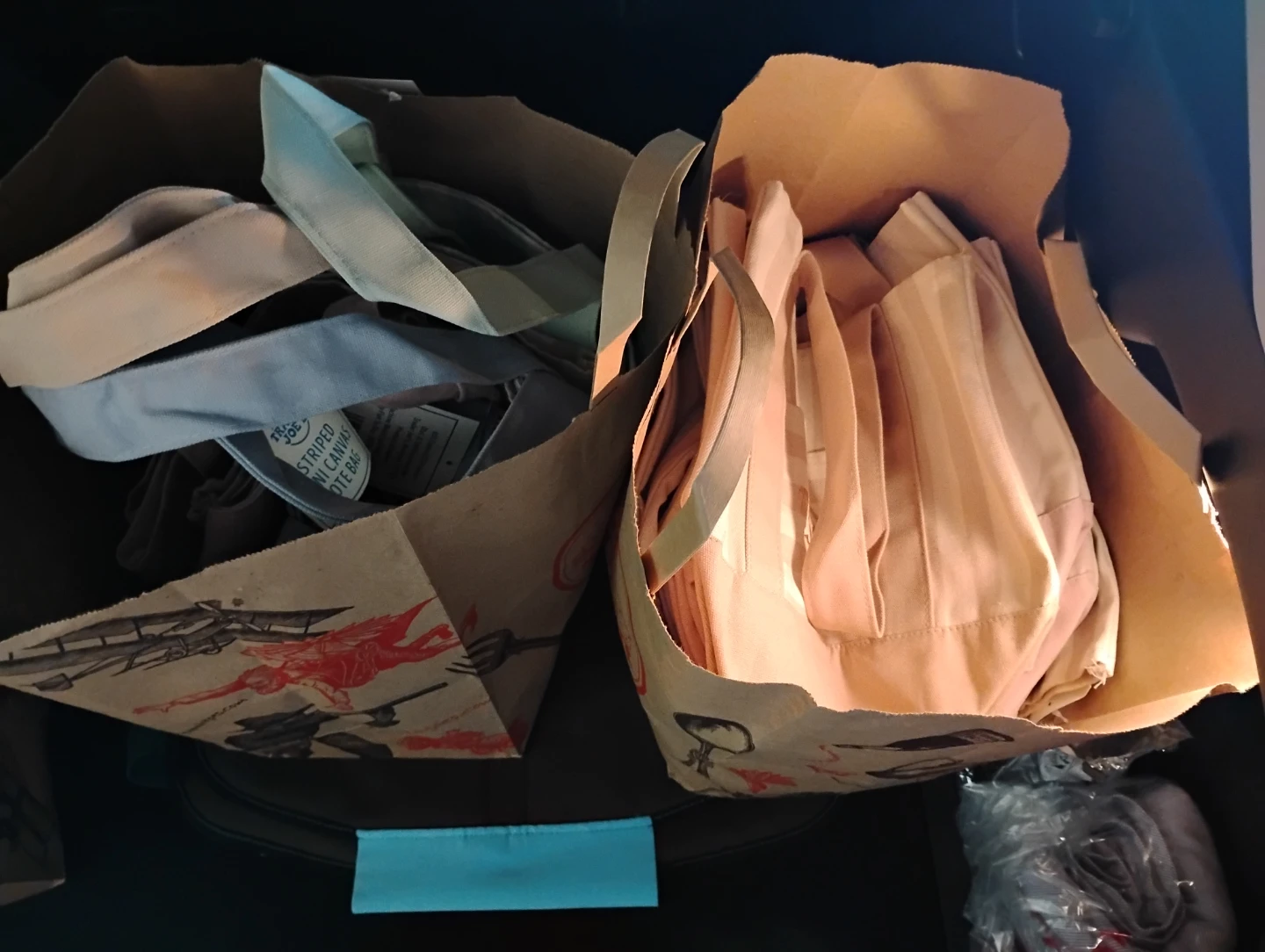 Trader Joe's Canvas Tote Bags striped New New New