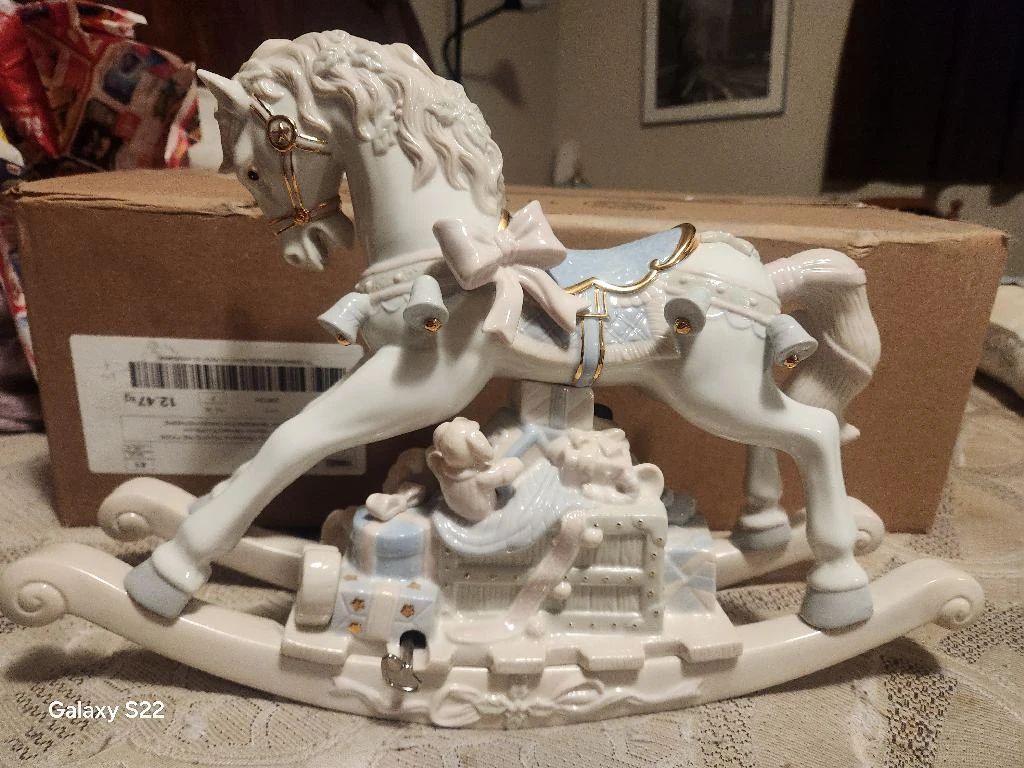 White Rocking Horse Music Box