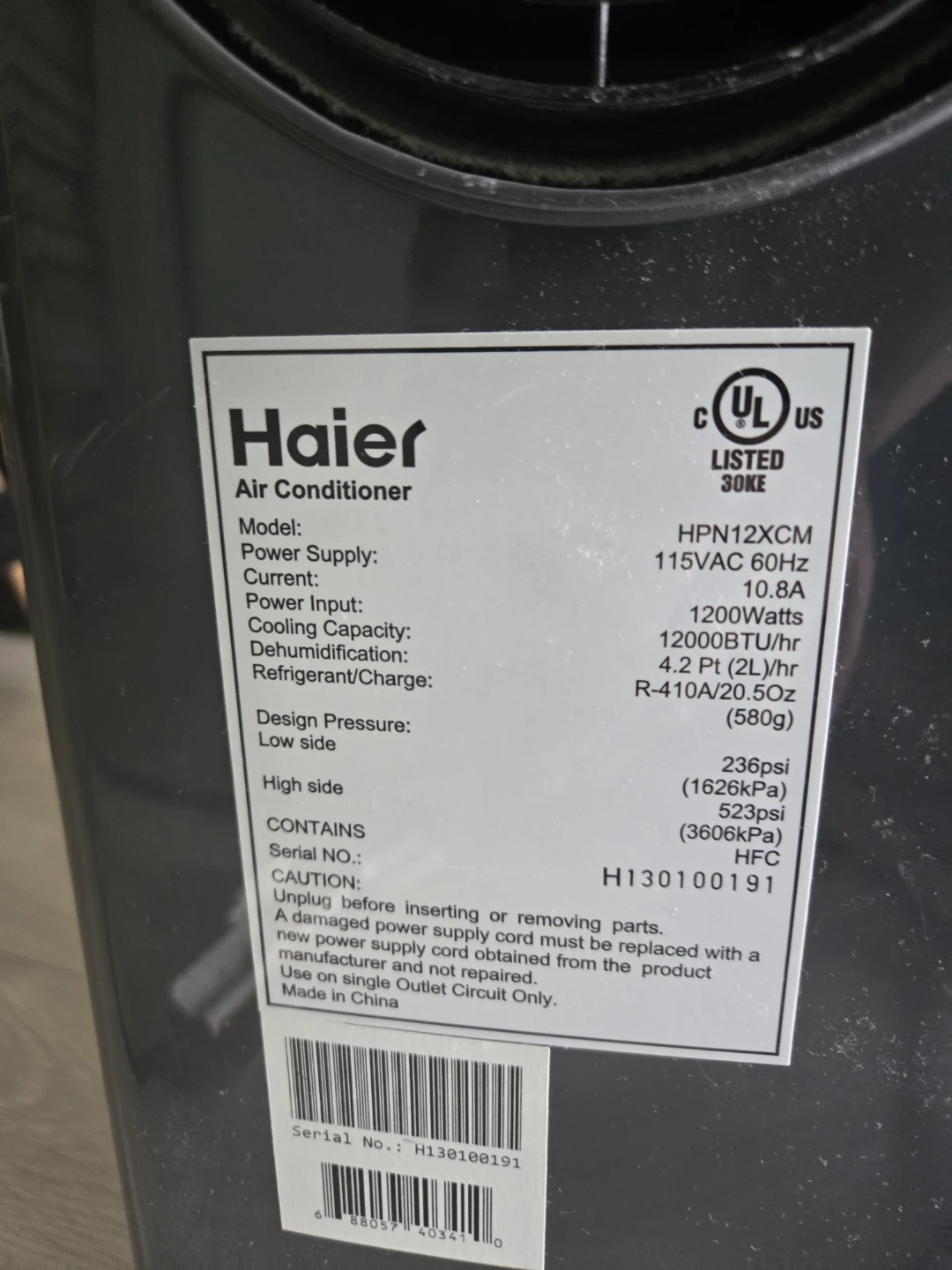 Haier HPN12XCM Portable Air Conditioner - photo 3