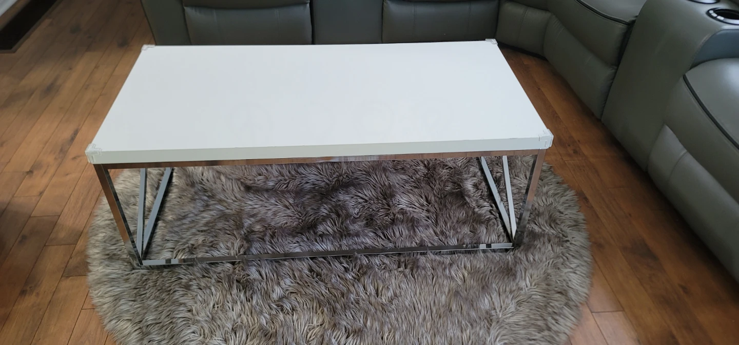 White Coffee Table with Chrome Frame