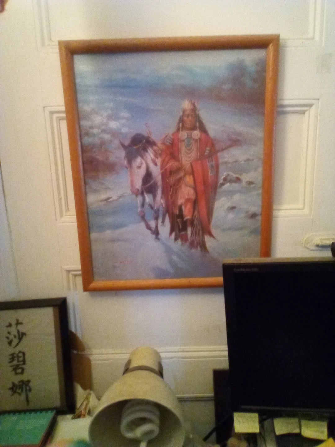 Framed Native American Art Print and Cottage Scene - photo 2