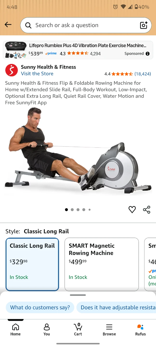 Sunny Foldable Rowing Machine - photo 4