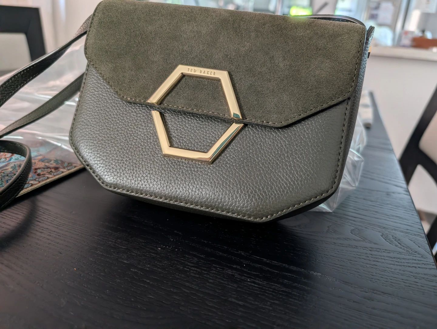 Ted Baker Green Hexagon Flap Crossbody Bag