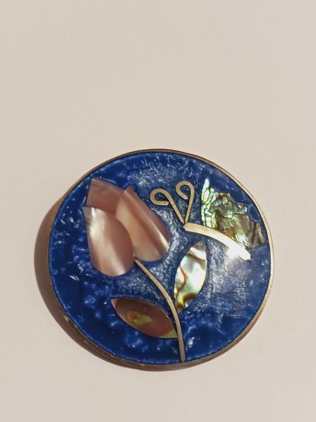 Alpaca Silver Mother of Pearl Inlay Brooch w/flower🦋 - photo 3