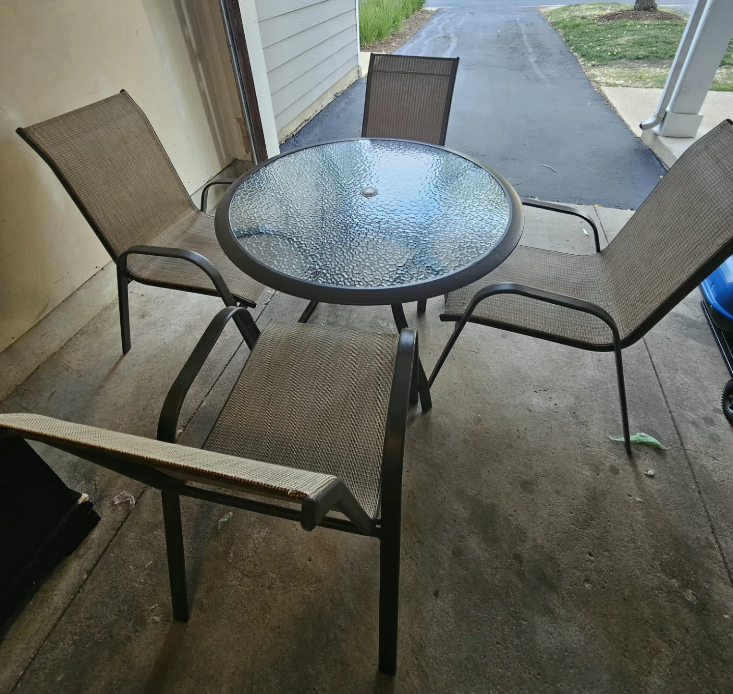 Glass Top Patio Table with 4 Chairs