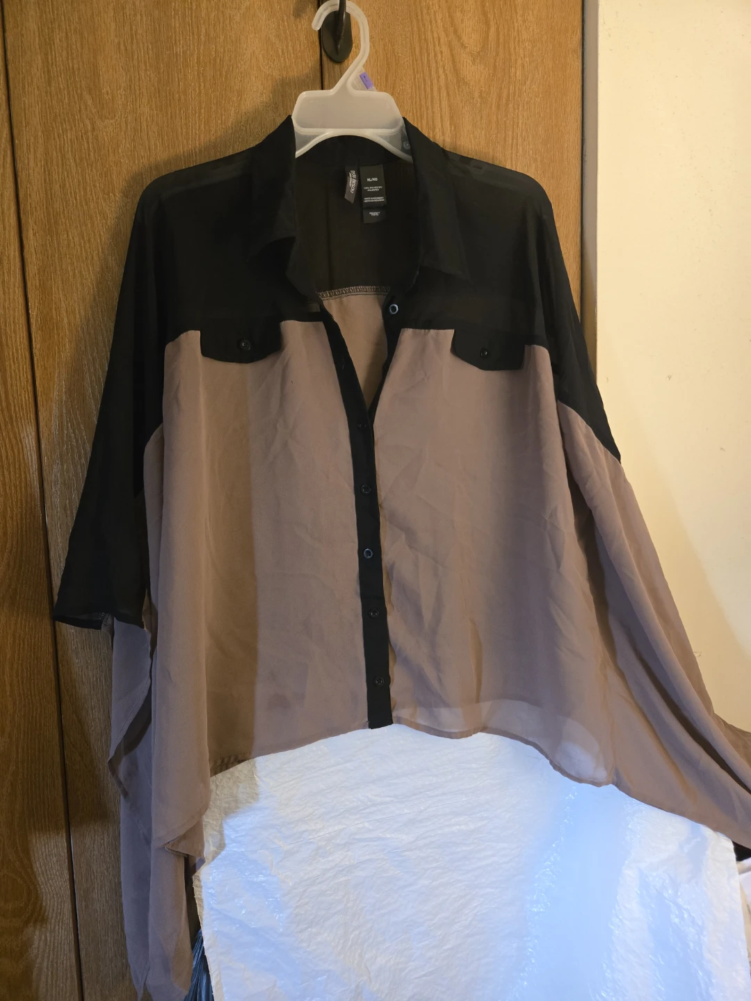 Bisou Bisou Colorblock Sheer Blouse XL - photo 2