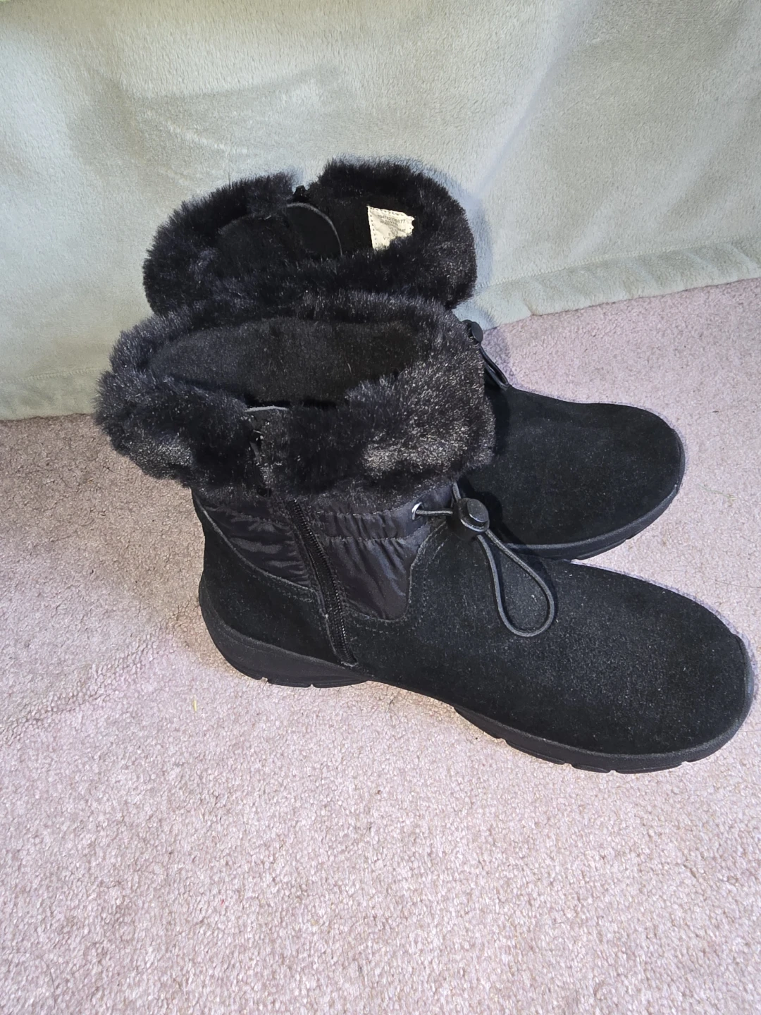 Lands' End Black Fur Trimmed Boots