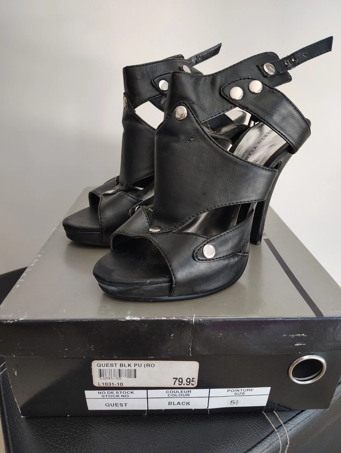 Quest Black Strappy Heels