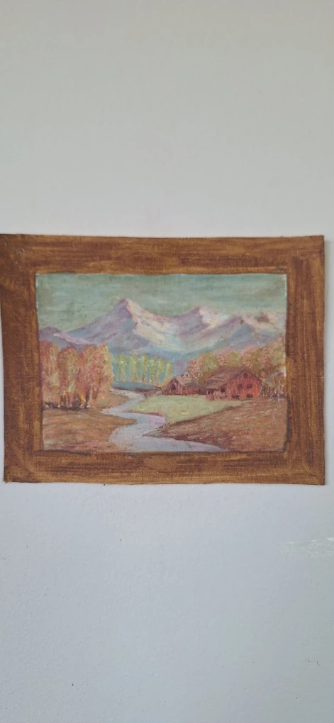 Vintage Mountain Landscape Painting - photo 2