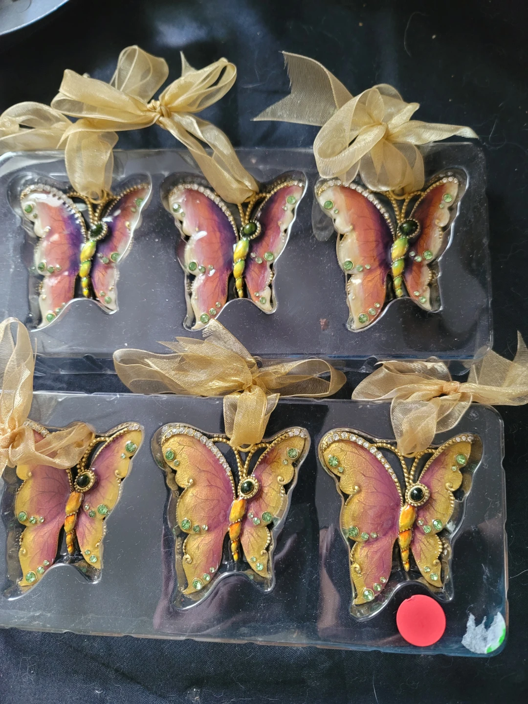 Set of 6 Butterfly with Gold Ribbons