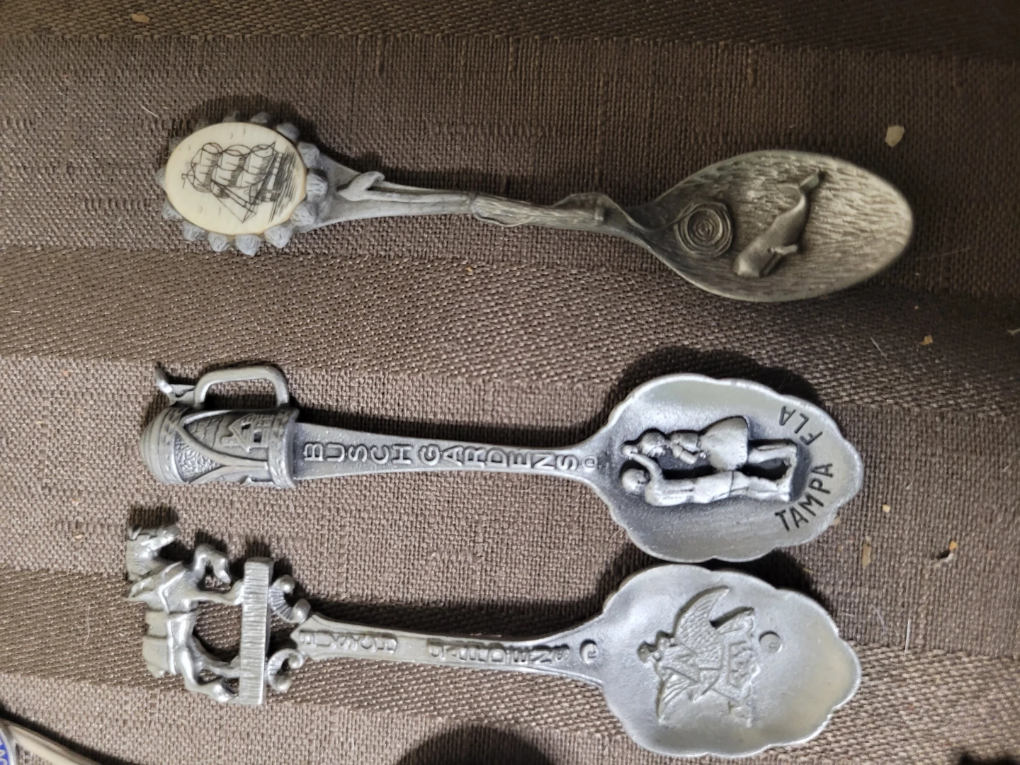 L20 Mexican Carved Green Stone Sterling Silver Spoons Alpaca - photo 2