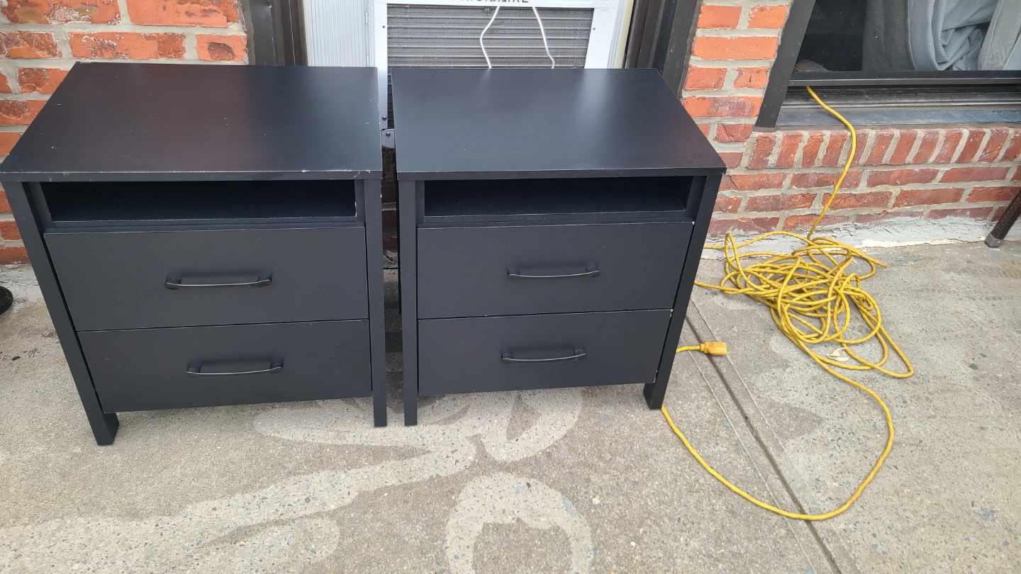 Pair of Black Nightstands with 2 Drawers