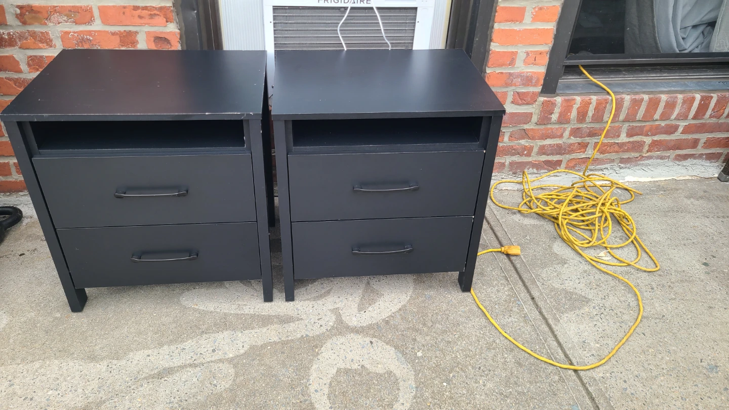 Pair of Black Nightstands with 2 Drawers - photo 2