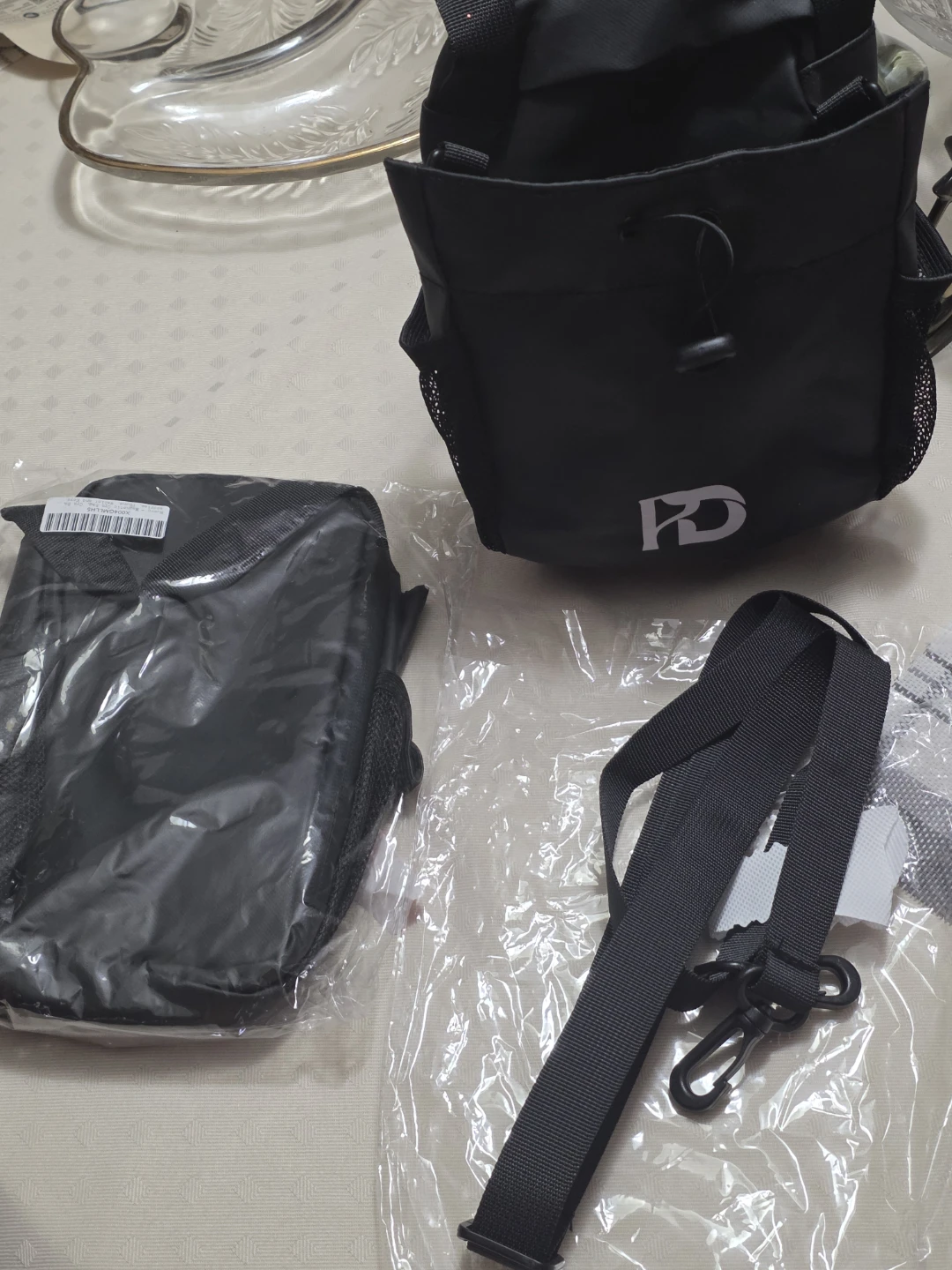 Black Drawstring Bag with Strap - photo 2