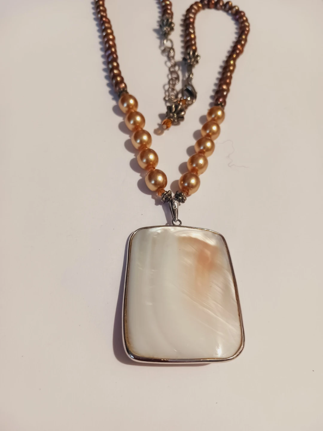 Sterling Silver 925 Freshwater Pearls w/ Mother of Pearl Pendant - photo 3