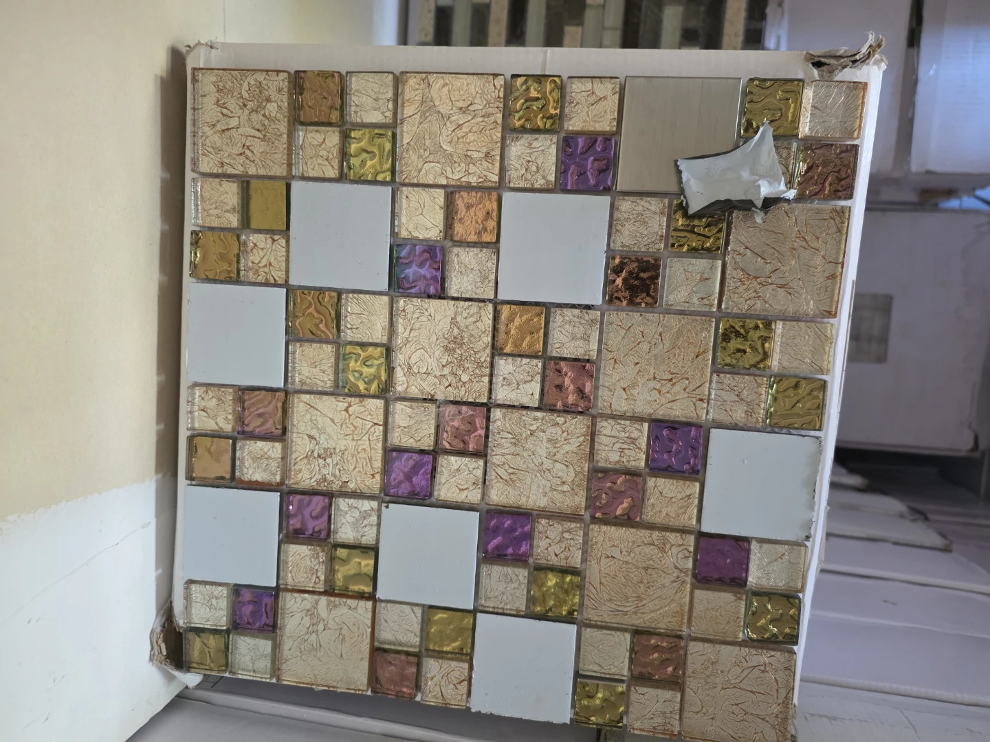 Mosaic Wall Tiles - Gold, Purple, and silver Accents