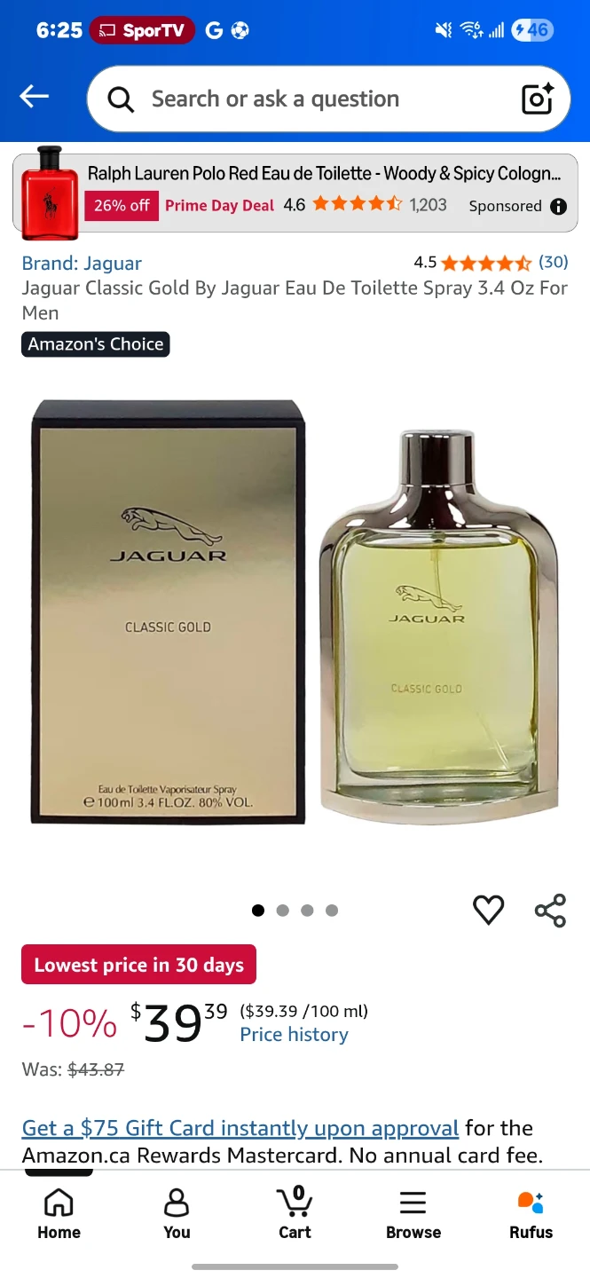 Jaguar Classic Gold Eau de Toilette Spray for Men