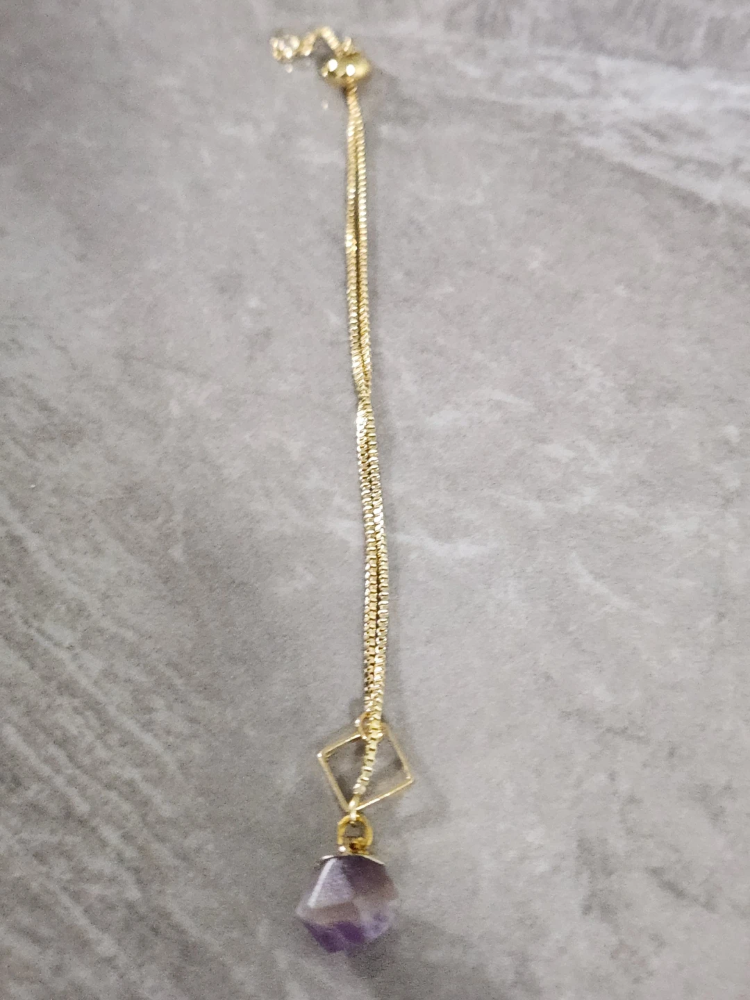 Gold Chain Necklace with Amethyst Pendant
