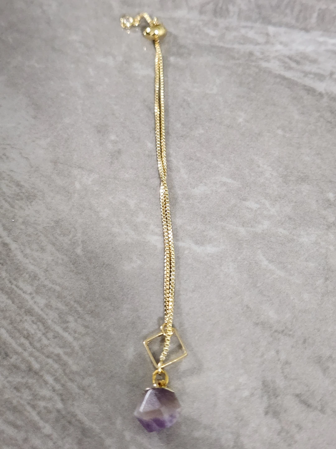 Gold Chain Necklace with Amethyst Pendant - photo 2