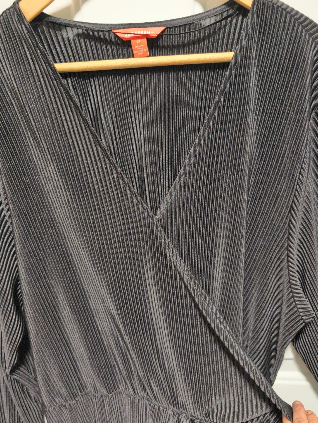 rbvj brand grey pleated wrap top - photo 4