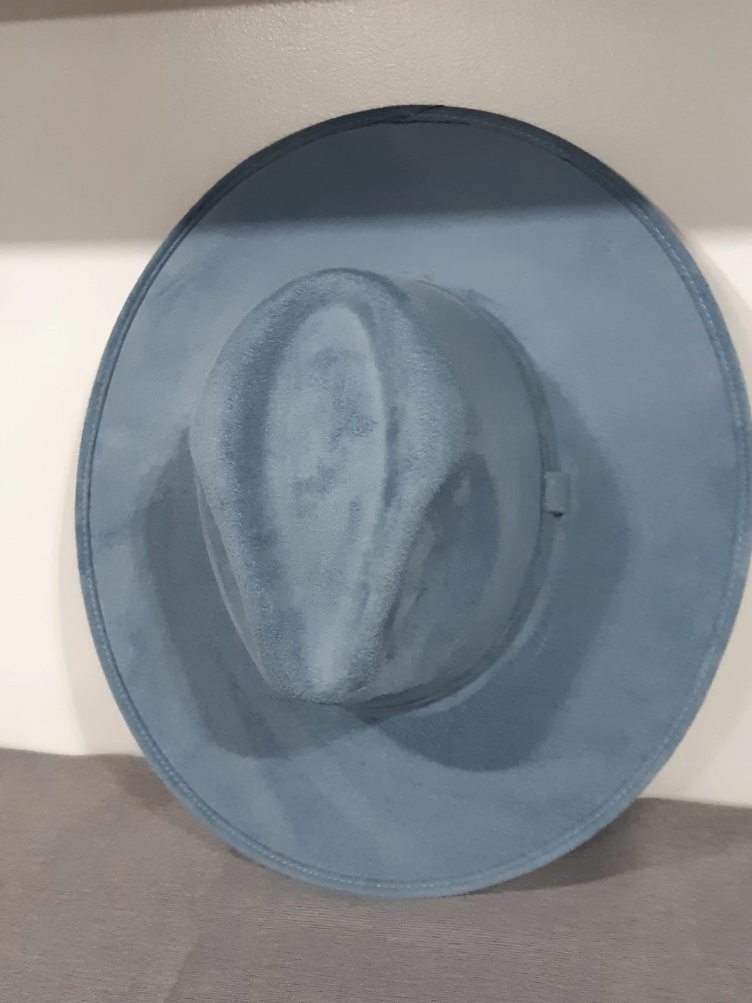 Navy Blue Felt flat brim fedora  / Cowboy Hat (M) - photo 4