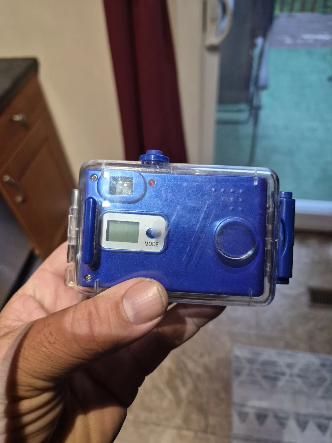 Blue Digital Camera with Waterproof Case