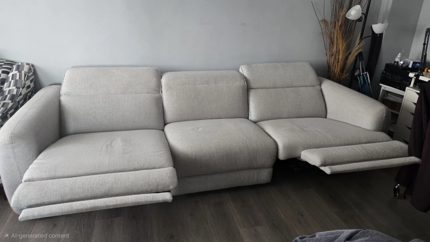 Light Gray 3-Seater Sofa with Electric Recliners - photo 2