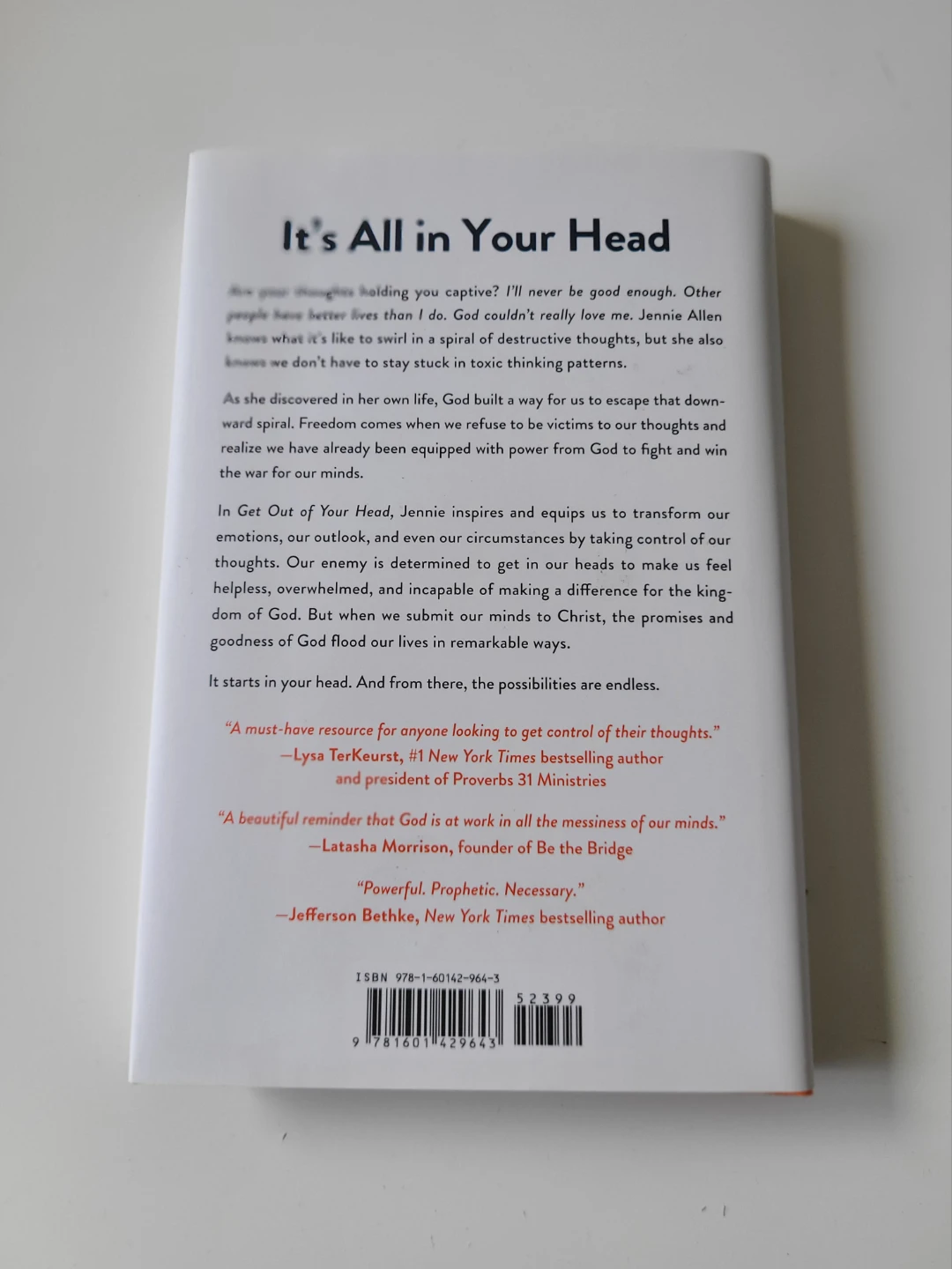 *NEW* "Get Out of Your Head" by Jennie Allen Hardcover Book - photo 2