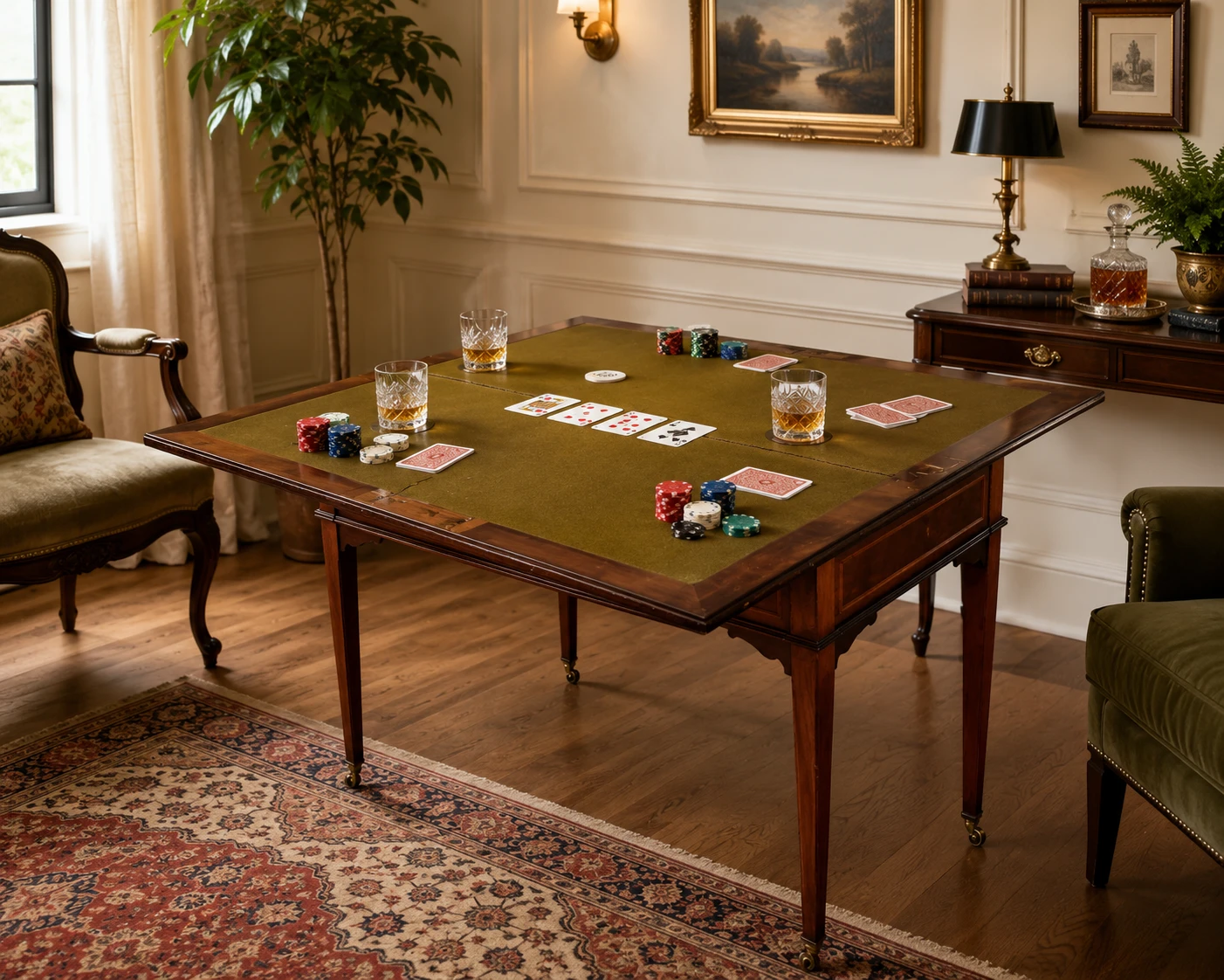 Antique Mahogany Folding Games/Hallway Table