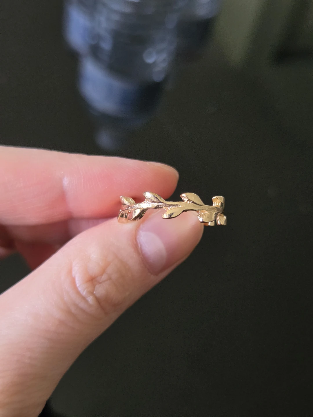Gold tone leaf ring