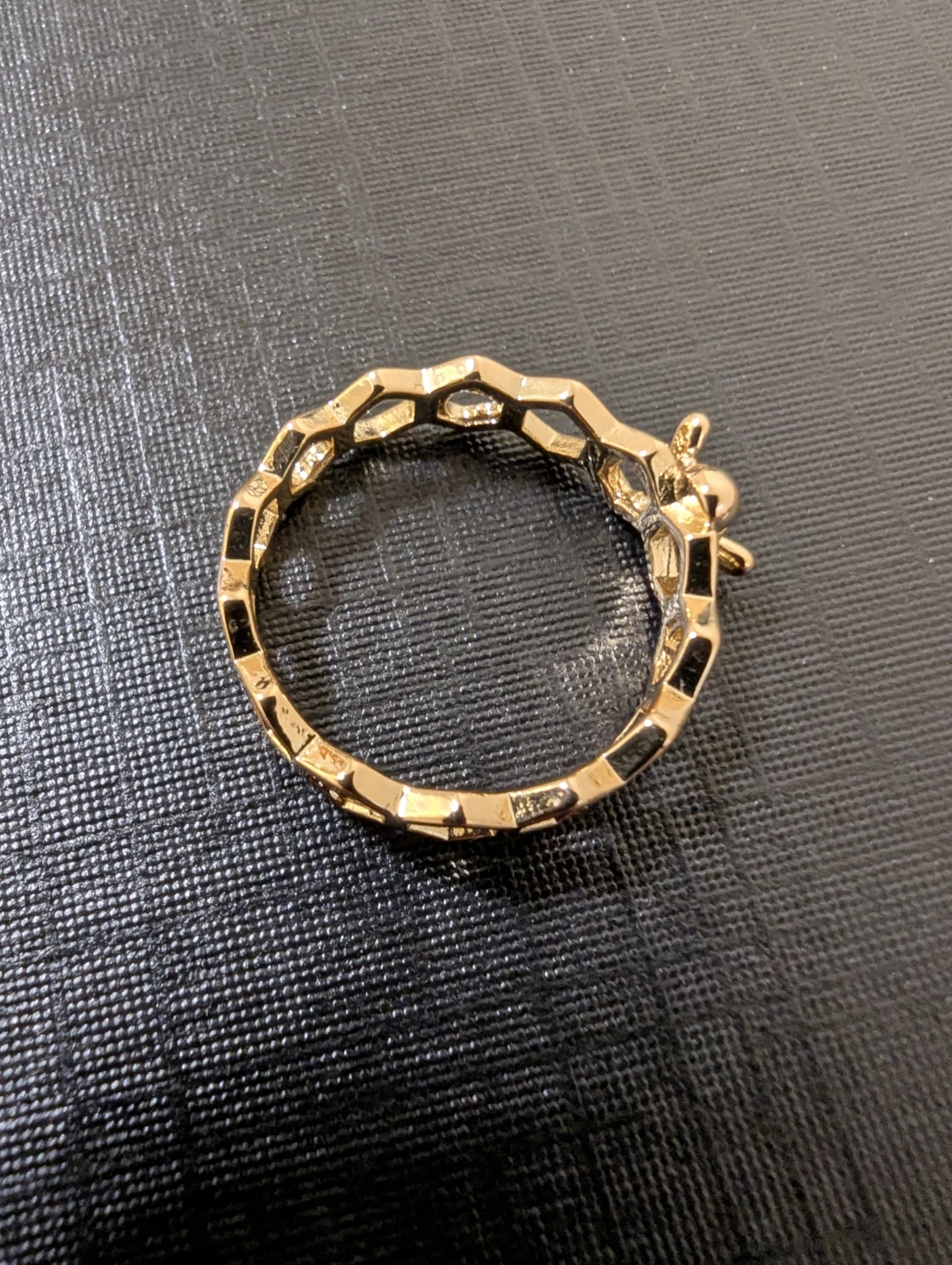 Gold Bee Honeycomb Ring - photo 2