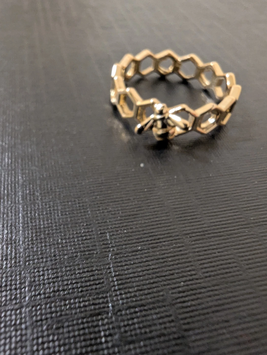 Gold Bee Honeycomb Ring - photo 3