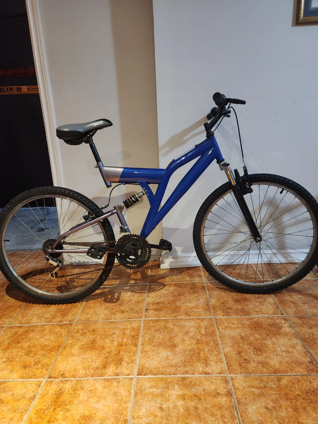 Blue Full Suspension Mountain Bike