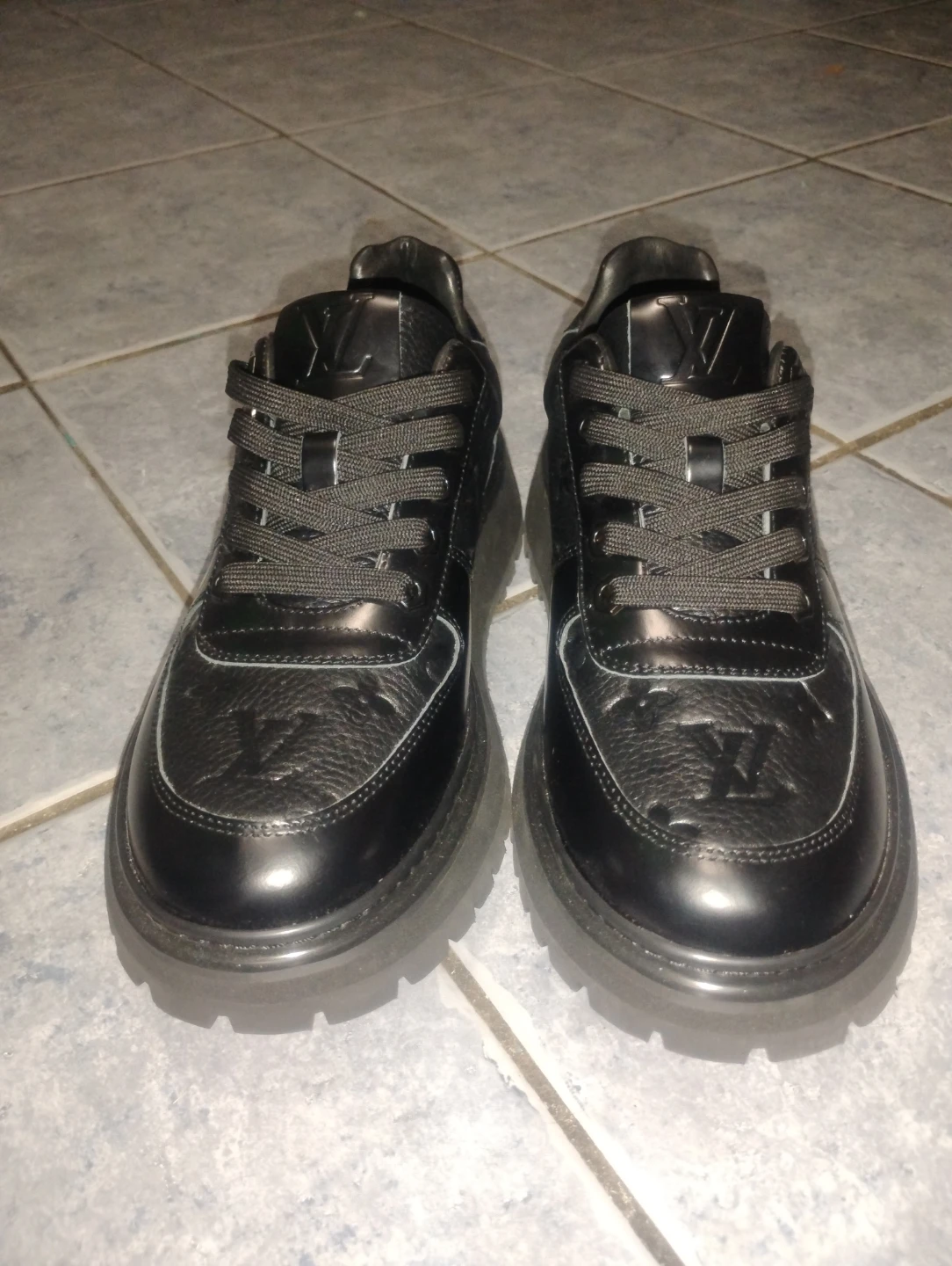 Louis Vuitton Black Leather Monogram Sneakers