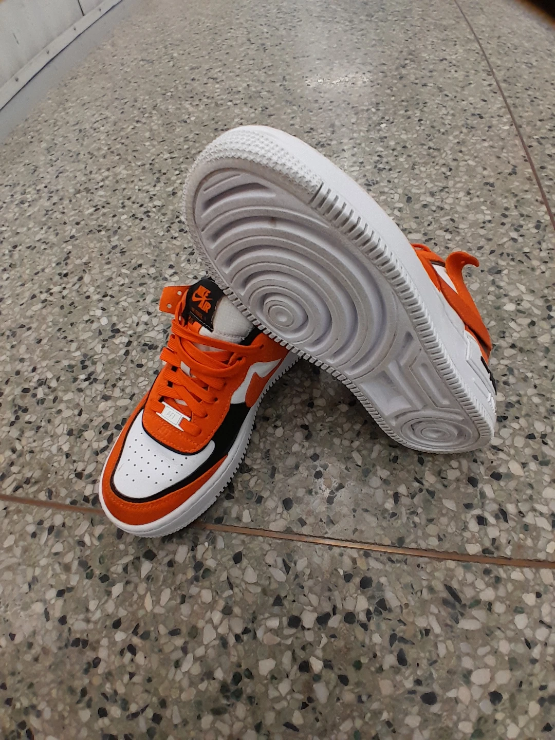 Nike Air Force 1  Orange White Black Sneakers Women's Size 8 - photo 2