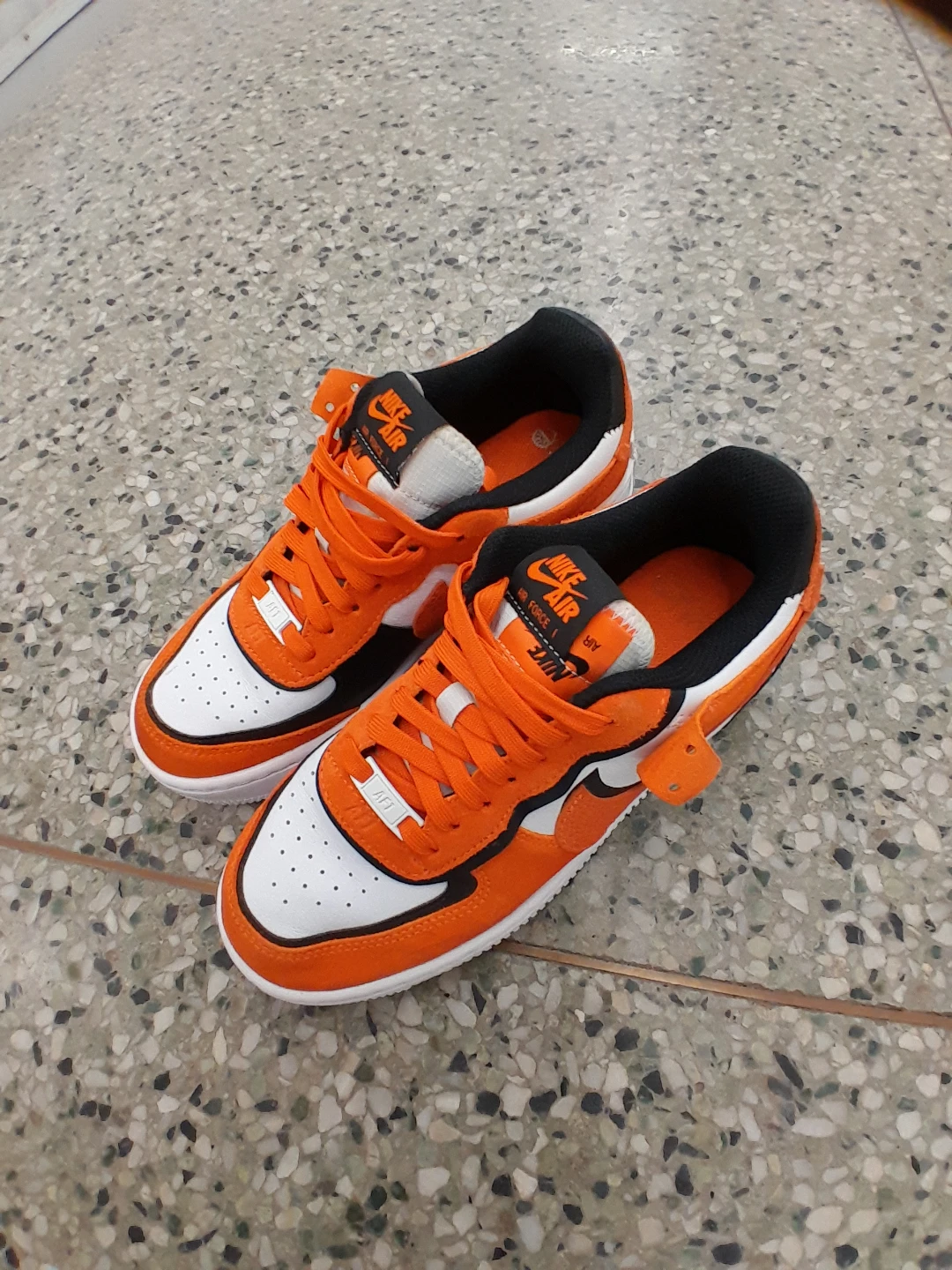 Nike Air Force 1  Orange White Black Sneakers Women's Size 8 - photo 3