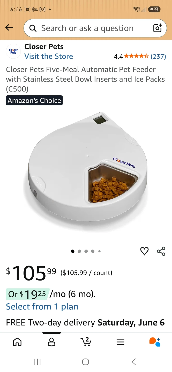 Closer Pets Five-Meal Automatic Pet Feeder