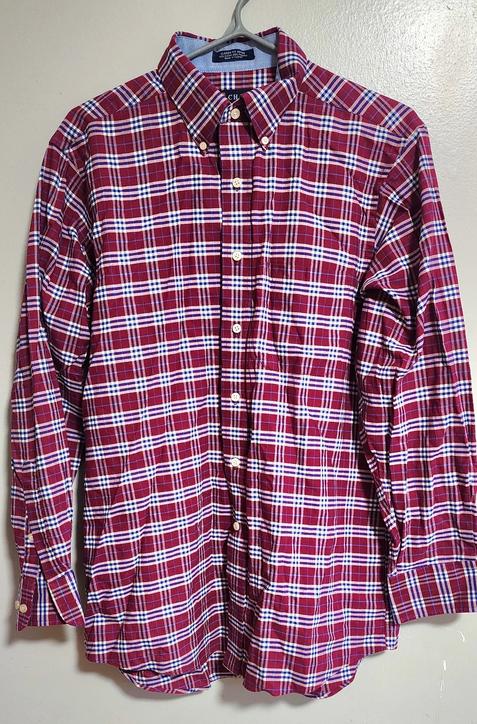 Chaps Classic Fit Oxford Plaid Shirt Men's Size 15-15 1/2